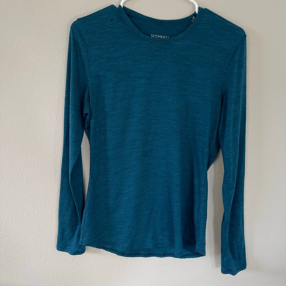 SEGMENTS Blue Merino Wool Long Sleeve Top (S)